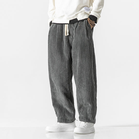 Herren nan weite Breitcord-Hose mit elastischem Bund, Kordelzug und tiefen Eingrifftaschen EB