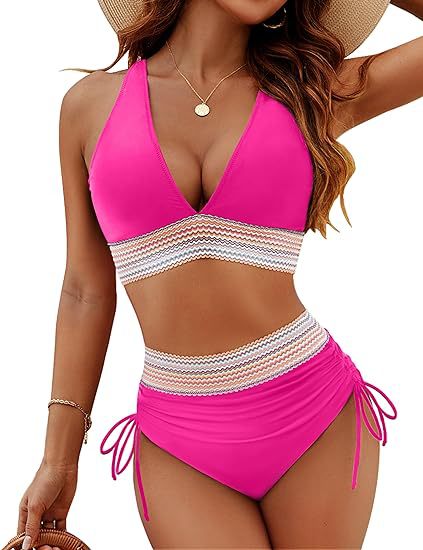 Damen Bikiniset mit verstellbarem Bund und sportlichem V-Ausschnitt EB