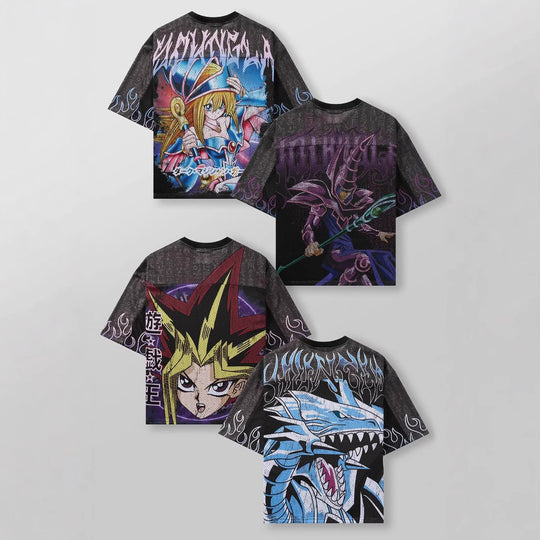 Unisex nan atmungsaktives Netz-Jersey mit großflächigem Anime-Print und V-Ausschnitt EB