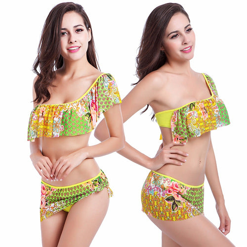Damen Badeoberteil mit voluminösen Rüschendetails EB