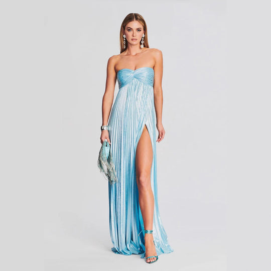 Damen Abendkleid mit schulterfreiem Design und elegantem Schlitz EB