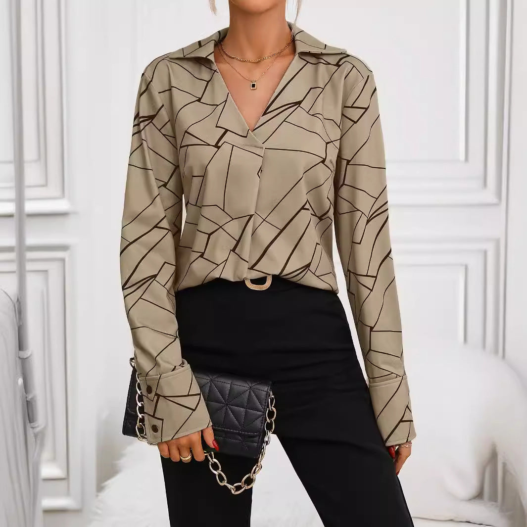 Damen Hemdbluse mit stilvollem geometrischen Design EB