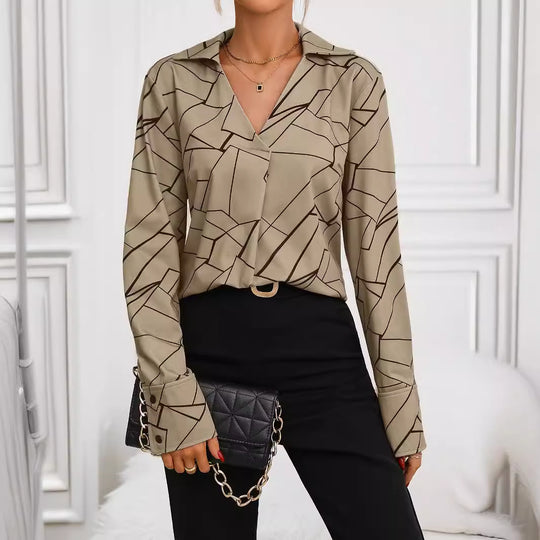 Damen Hemdbluse mit stilvollem geometrischen Design EB
