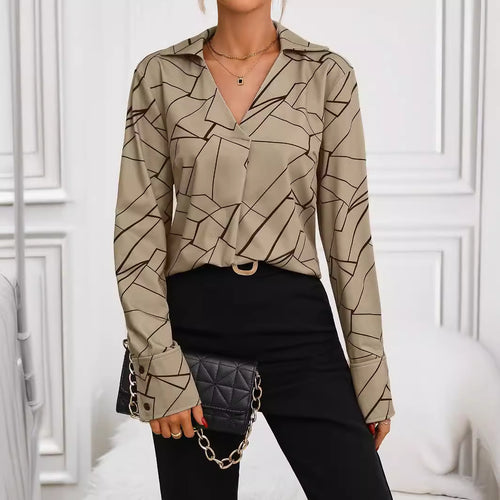 Damen Hemdbluse mit stilvollem geometrischen Design EB