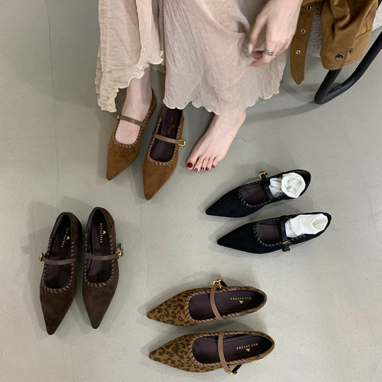 Damen elegante Schnürpumps mit modischem Riemen und spitzem Fußteil EB