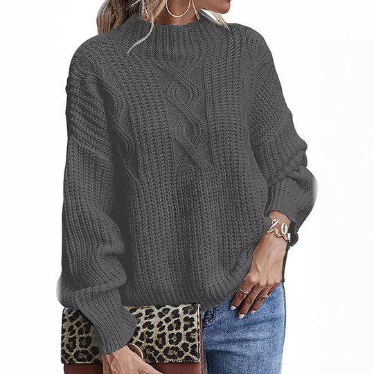 Damen Strickpullover mit elegantem Zopfdesign und modernem Schnitt EB