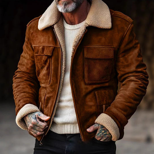 Herren stylischer jacke mit warmem Futter EB