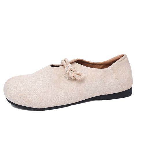 Damen  komfortable Slipper aus Veloursoptik mit dekorativem Knotenriegel und weich gepolstertem Fußbett EB