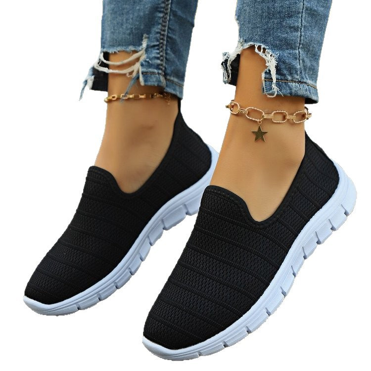 Damen Slip-On Sneakers mit atmungsaktiver Oberflächenstruktur und rutschfester Sohle EB