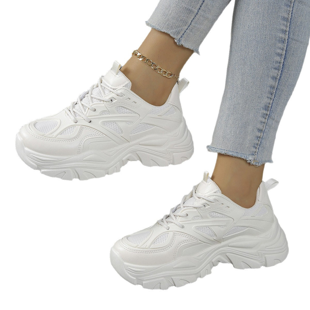 Damen modische Chunky Sneakers mit atmungsaktivem Obermaterial und komfortabler Dämpfung EB