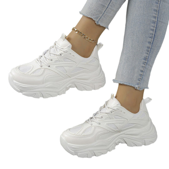 Damen modische Chunky Sneakers mit atmungsaktivem Obermaterial und komfortabler Dämpfung EB