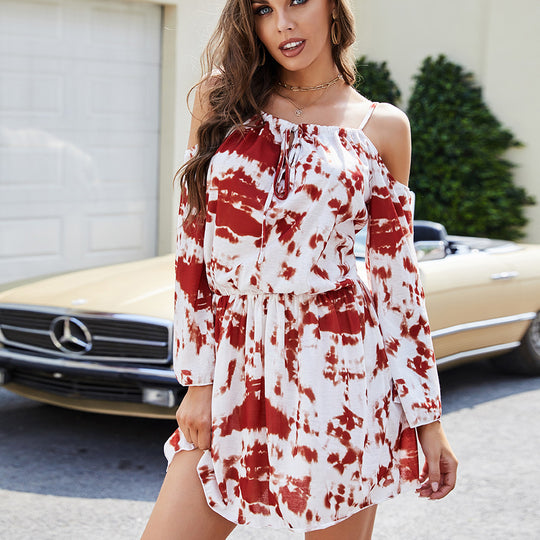 Damen Freizeitkleid mit schulterfreiem Design und elegantem A-Linien Schnitt EB