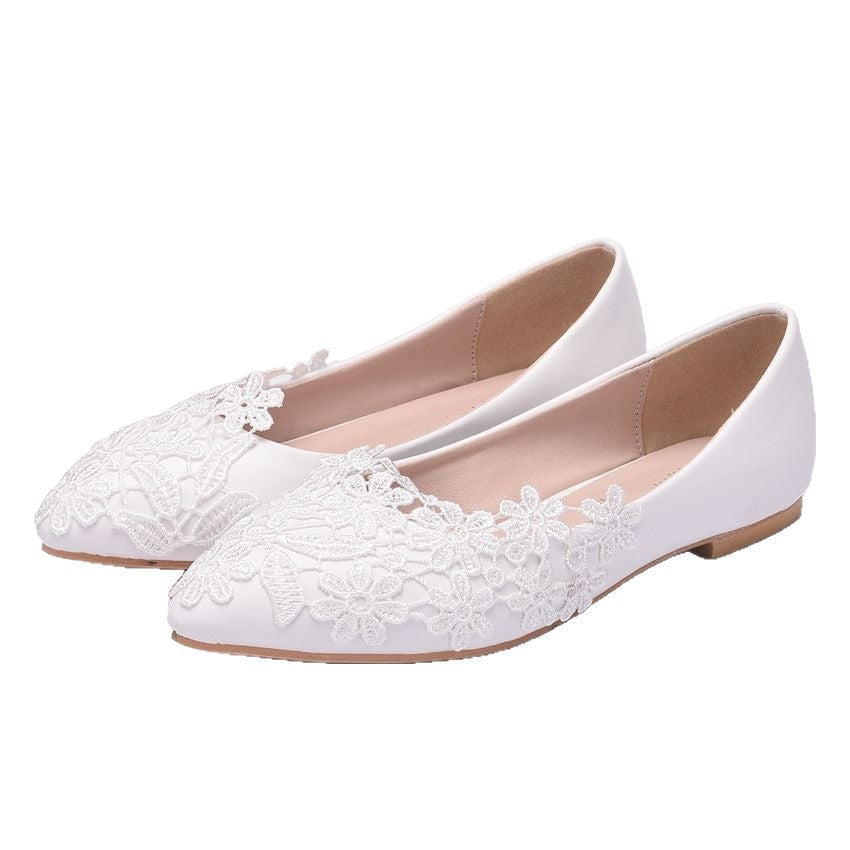 Damen Elegante Ballerinas mit filigraner Blumenstickerei EB