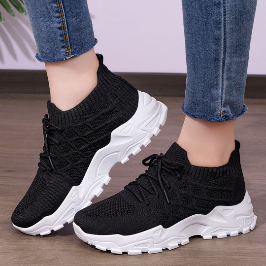 Damen Sportliche Strick-Sneaker mit rutschfester Laufsohle EB