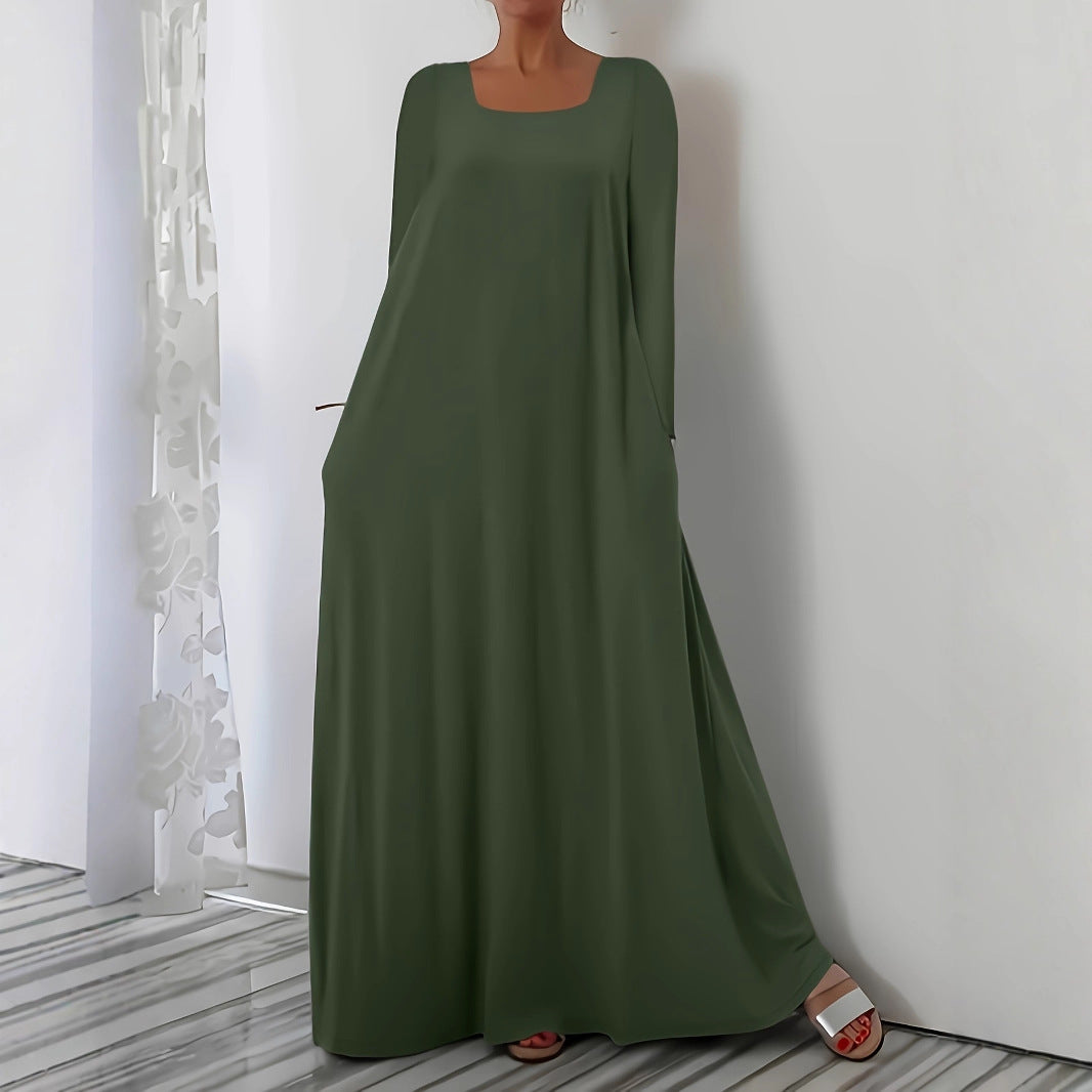 Damen Weit geschnittenes Maxikleid mit praktischen Taschen EB