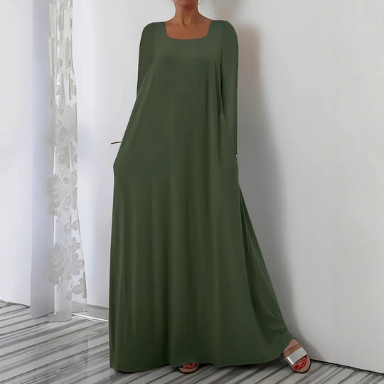 Damen Weit geschnittenes Maxikleid mit praktischen Taschen EB