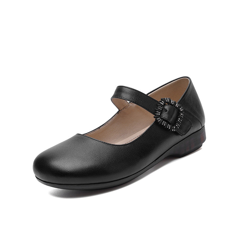 Damen Mary Jane Schuhe mit dekorativer Schnalle und komfortablem Blockabsatz EB