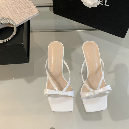 Damen Sling-Sandalen mit schmalen Riemen und eleganter Schleife EB