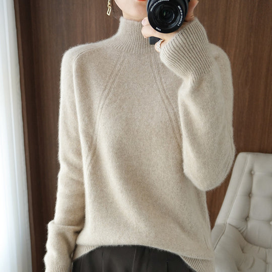 Damen kuscheliger Rollkragenpullover aus feinem Material mit lässigem Schnitt EB