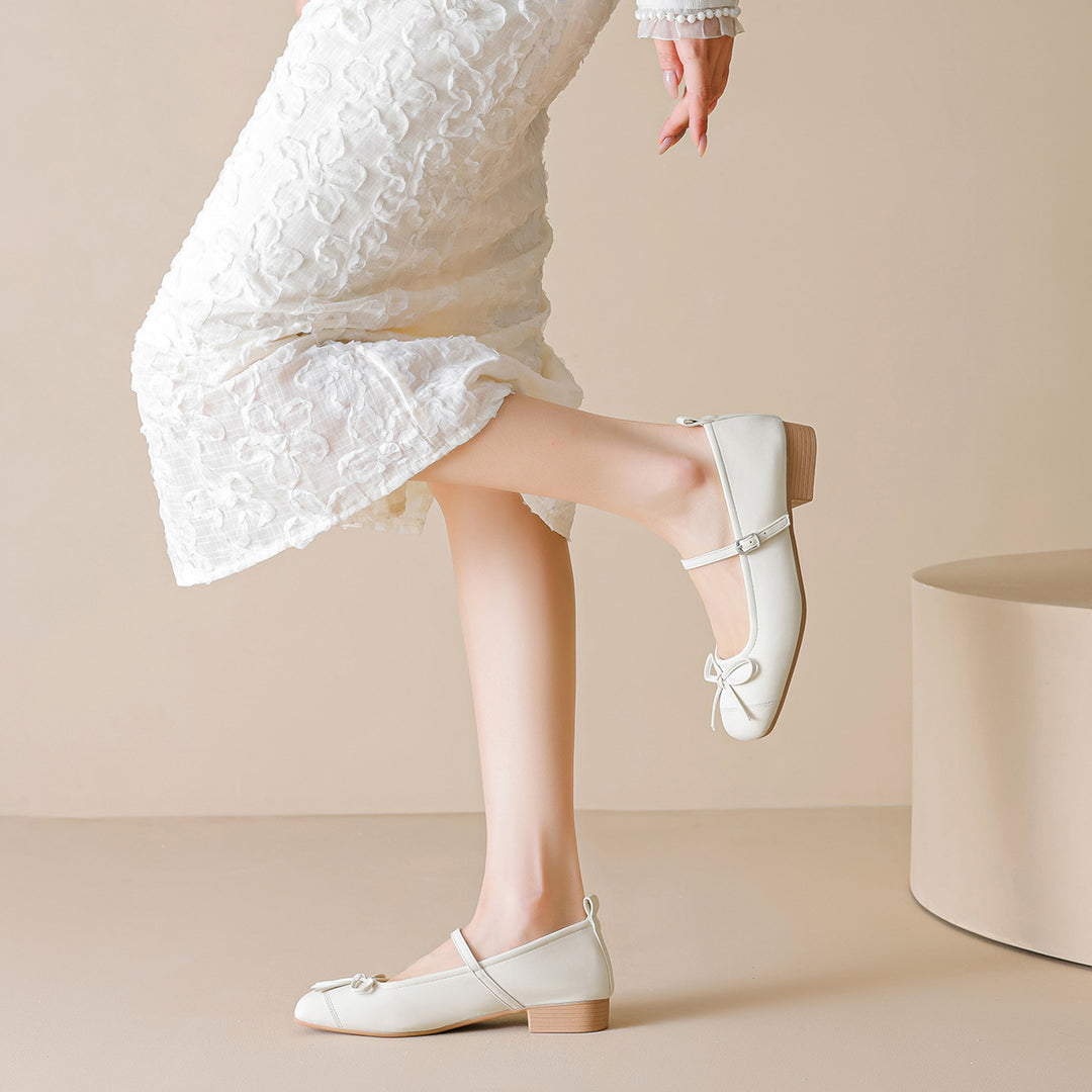 Damen Ballerinas mit eleganter Schleife und komfortablem Riemen EB
