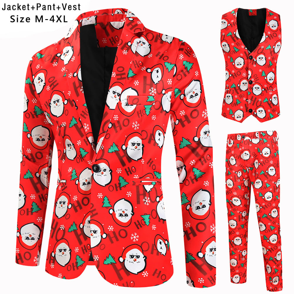 Damen Weihnachtsanzug im festlichen Design mit Sakko, Hose und Weste EB