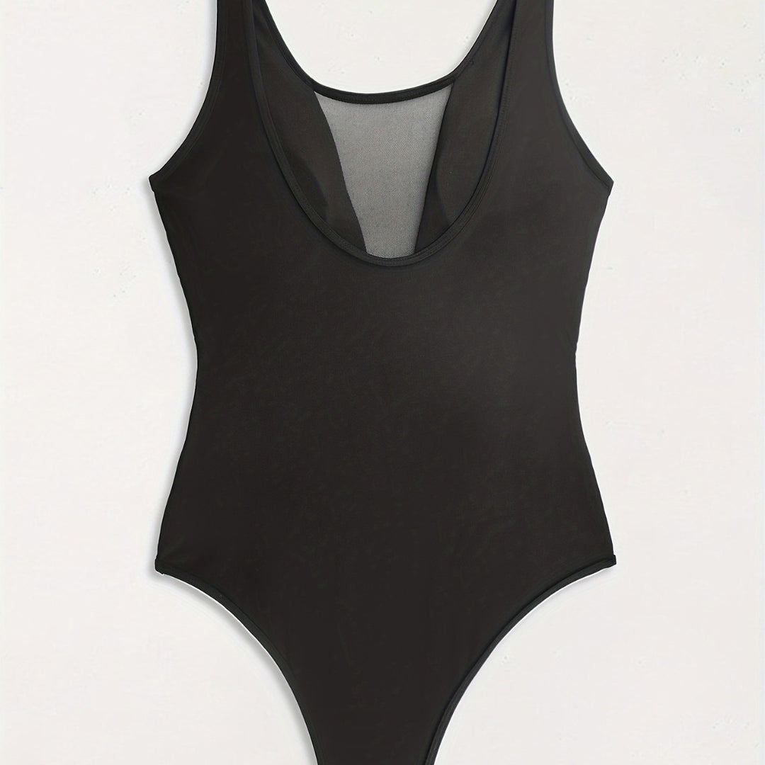Damen Hochgeschlossener Monokini mit transparenten Mesh-Details EB