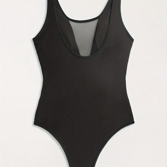 Damen Hochgeschlossener Monokini mit transparenten Mesh-Details EB