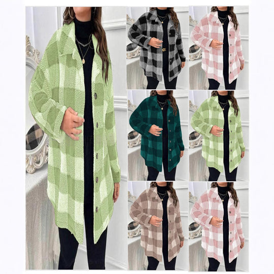 Damen Fließende Karierte Overshirt EB