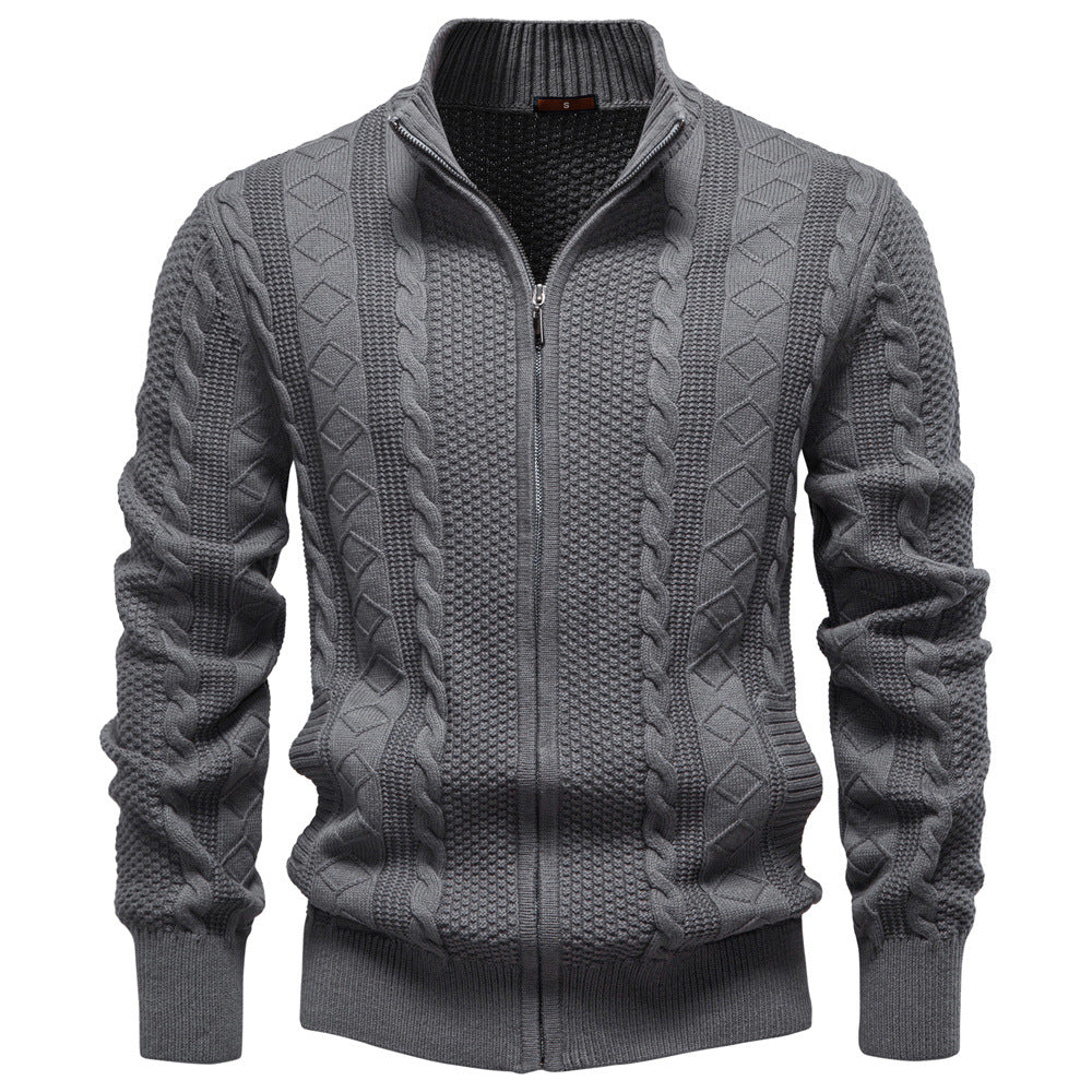 Herren Strickjacke mit Reißverschluss und strukturiertem Muster EB