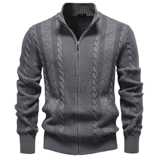 Herren Strickjacke mit Reißverschluss und strukturiertem Muster EB