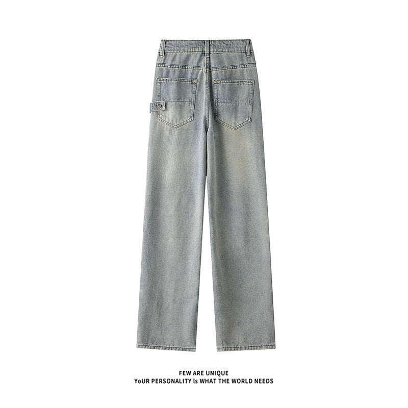 Herren Weitgeschnittene Jeans mit hohem Bund und praktischen Taschen EB