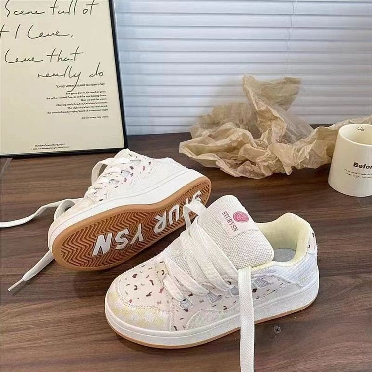Damen Sportliche Freizeitsneaker mit floralem Motiv und atmungsaktivem Obermaterial EB