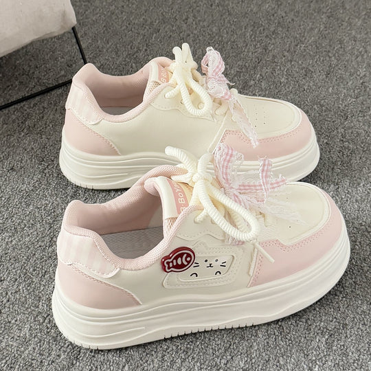 Damen Sportliche Sneakers mit verspieltem Katzenmotiv und bequemer Dämpfung EB