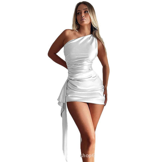 Damen Minikleid mit asymmetrischem Design und raffinierten Drapierungsdetails EB