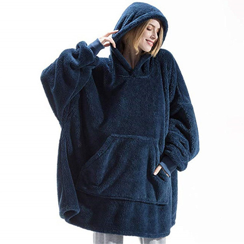 Damen oversize Fleece-Hoodie mit Kängurutasche und Kapuze EB