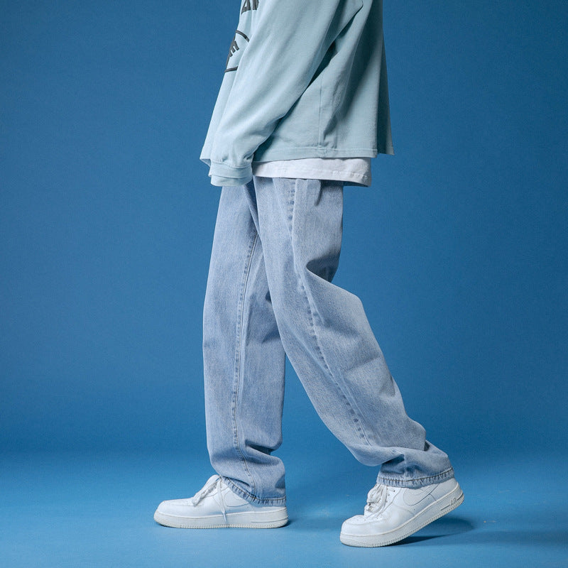 Herren lockere Denim-Jeans im Vintage-Stil mit hoher Taille EB