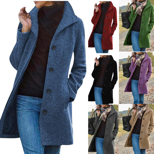 Damen modischer Mantel mit schickem Revers und praktischen Taschen EB