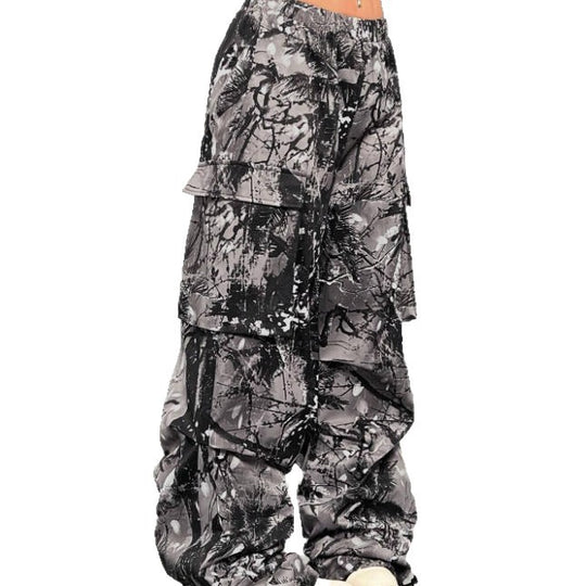 Damen Karierte Cargo-Hose mit niedrigem Schritt und praktischen Taschen EB