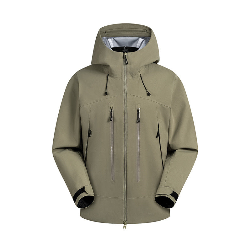 Herren wasserabweisende Funktionsjacke mit verstellbarem Kapuzensystem und mehrfachen Reißverschlusstaschen EB
