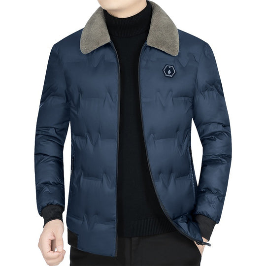 Herren Gesteppte Winterjacke mit Kunstfellkragen und Thermofüllung EB