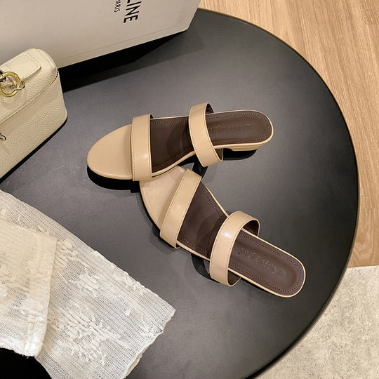 Damen elegante Slingback-Sandalen mit modischen Riemchen und leichtem Absatz EB