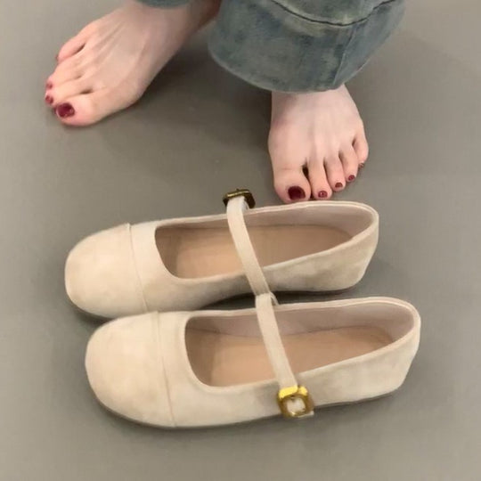 Damen elegante Ballerinas mit modischem Riemchen und komfortablem Fußbett EB