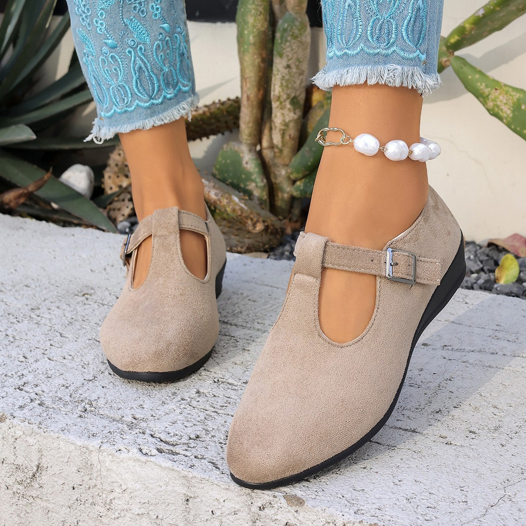 Damen bequeme Mary Jane Schuhe mit dezentem Schnallenverschluss EB