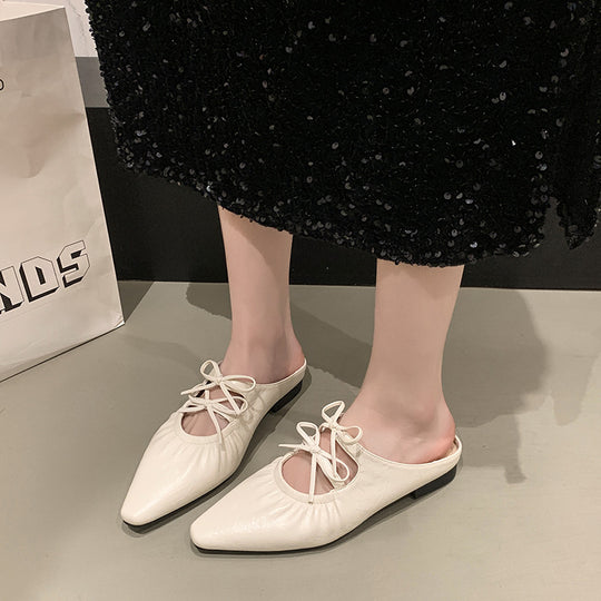 Damen elegante Mules mit Schnürdetail EB