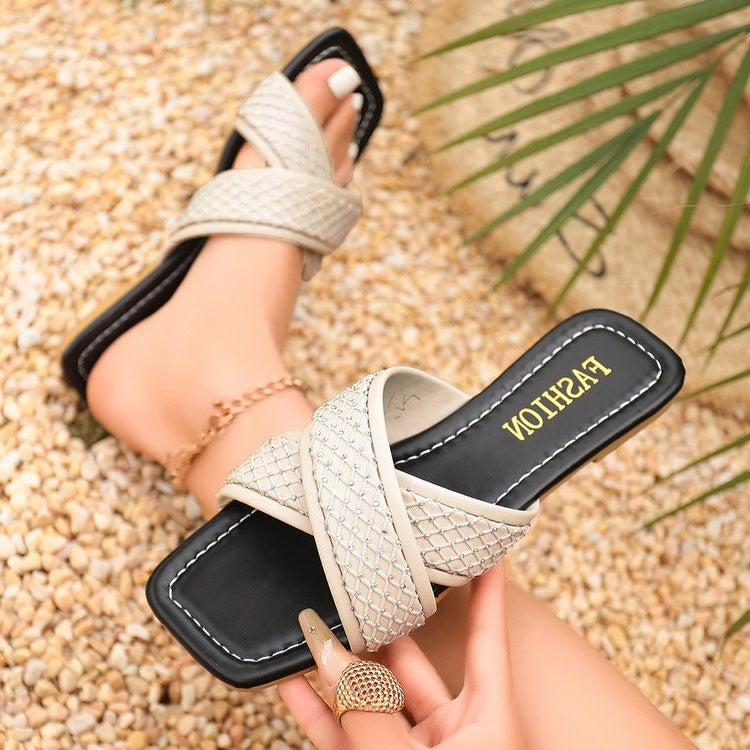Damen bequeme Wedge-Sandalen mit geflochtenem Riemendesign EB