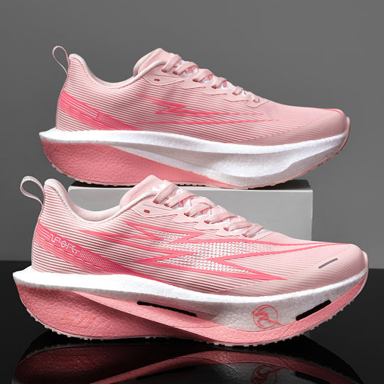 Unisex gedämpfte Race-Plateau-Laufschuhe mit Rocker-Zwischensohle und atmungsaktivem Micro-Mesh EB