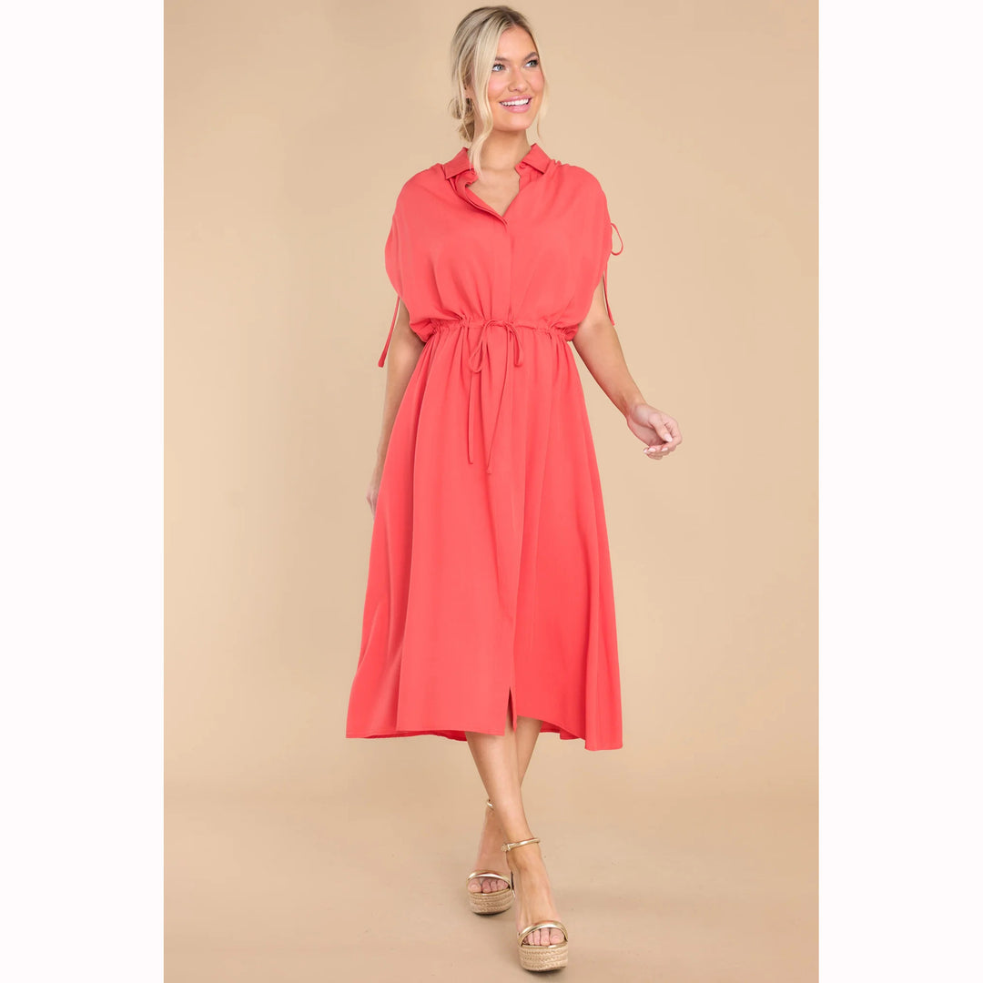 Damen Hemdblusenkleid mit elastischem Taillenband und luftiger Passform EB