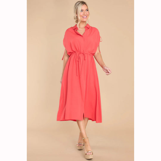 Damen Hemdblusenkleid mit elastischem Taillenband und luftiger Passform EB