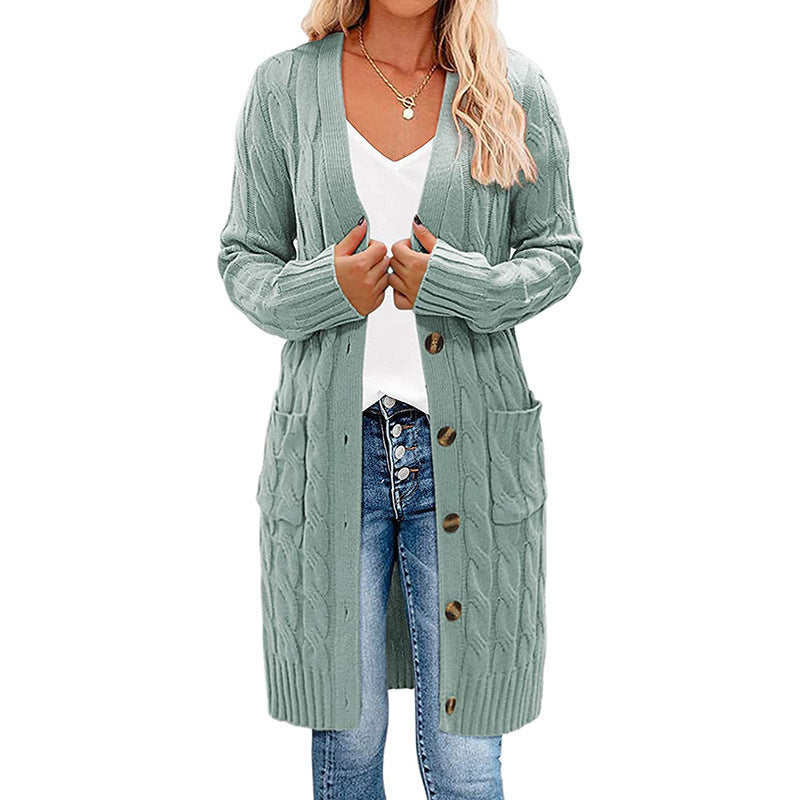 Damen Strickjacke mit Kabelmuster und Taschen EB
