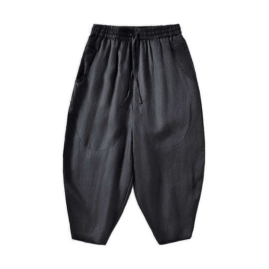 Damen Locker geschnittene Leinenhose mit elastischem Bund EB